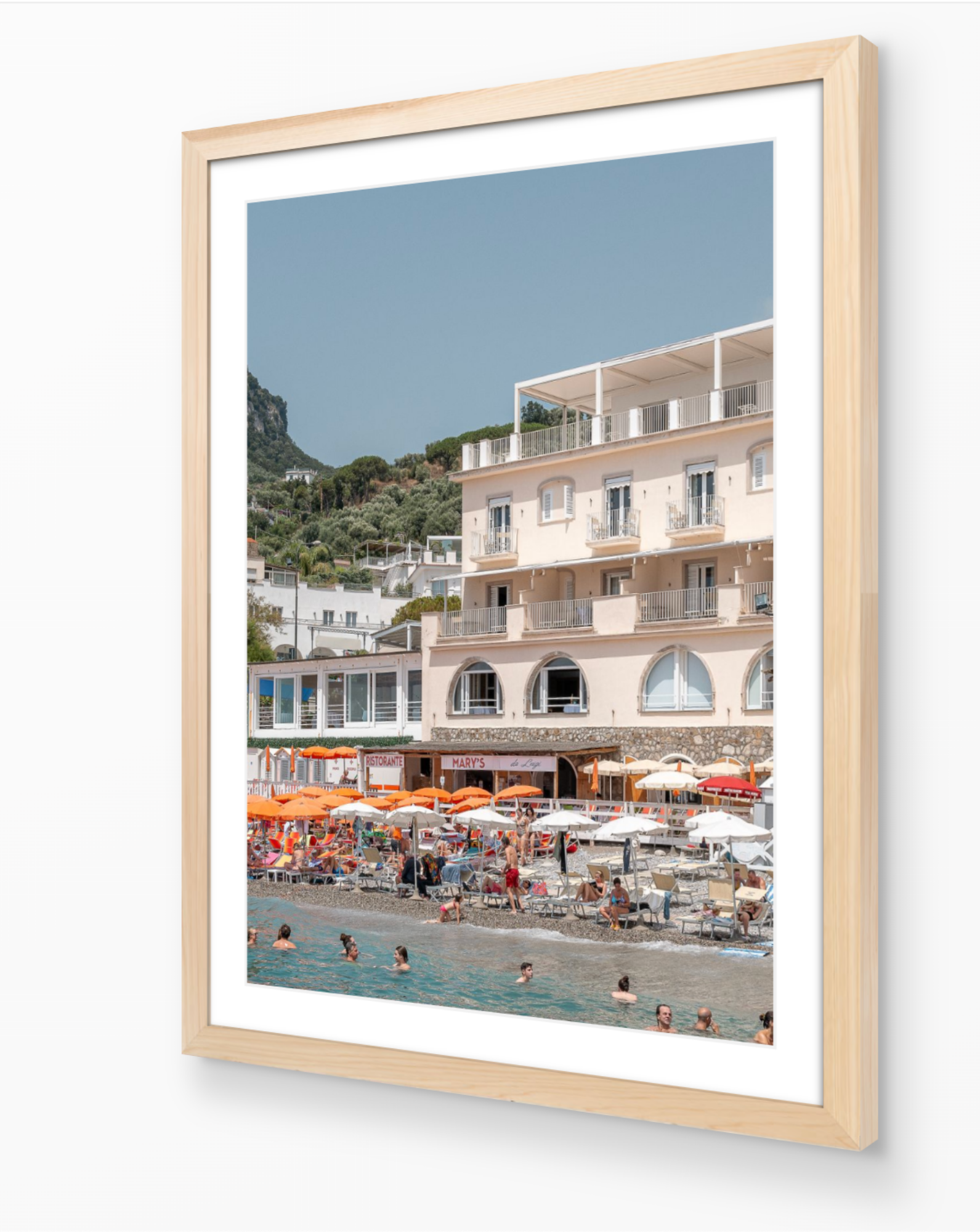 Nerano vertical fine-art print in oak frame by Sam Smeaton — Amalfi Coast Italy wall art