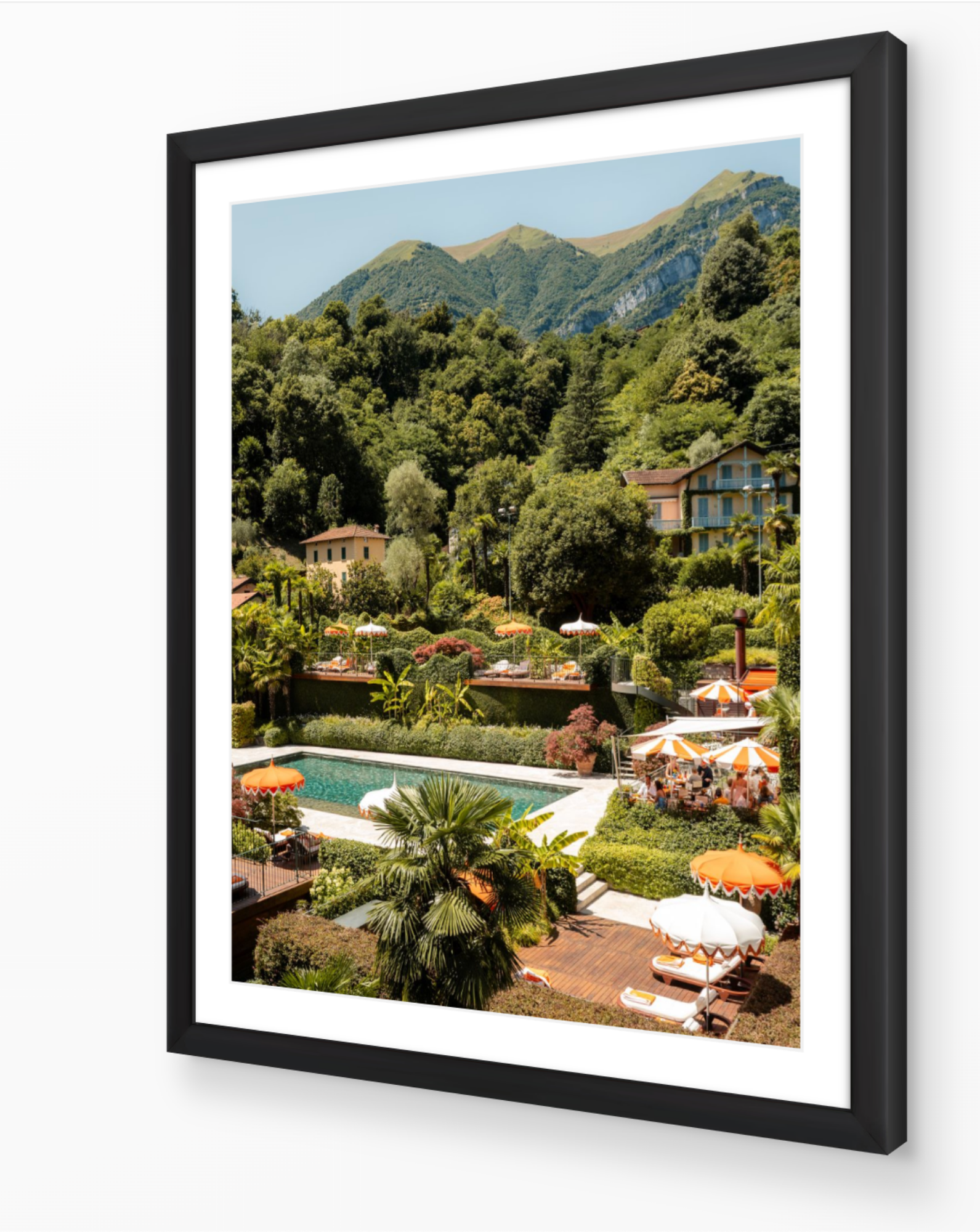 Gardens of Como vertical fine-art print in black frame by Sam Smeaton — Lake Como Italy wall art