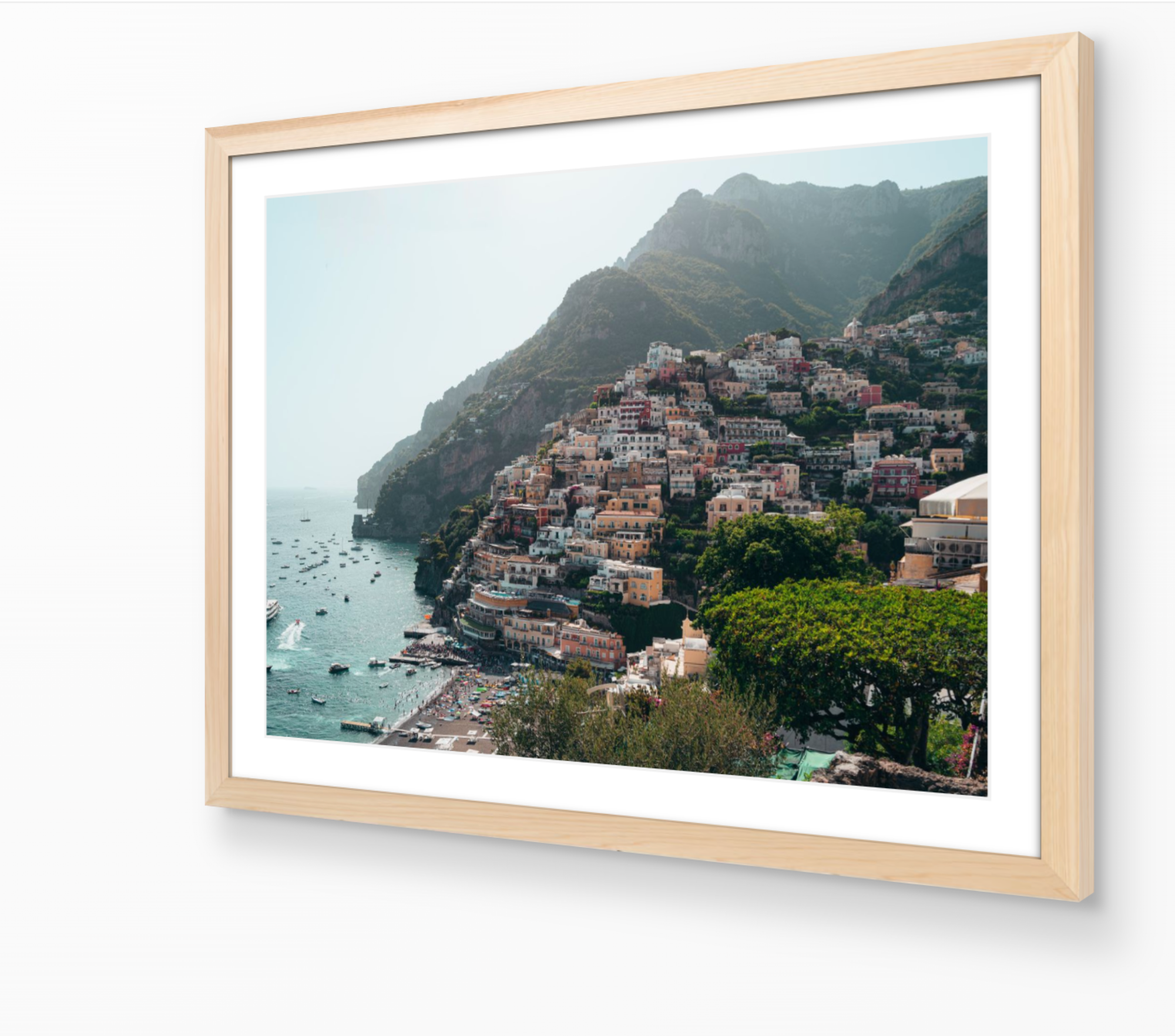 Positano II horizontal fine-art print in oak frame by Sam Smeaton — Amalfi Coast Italy wall art