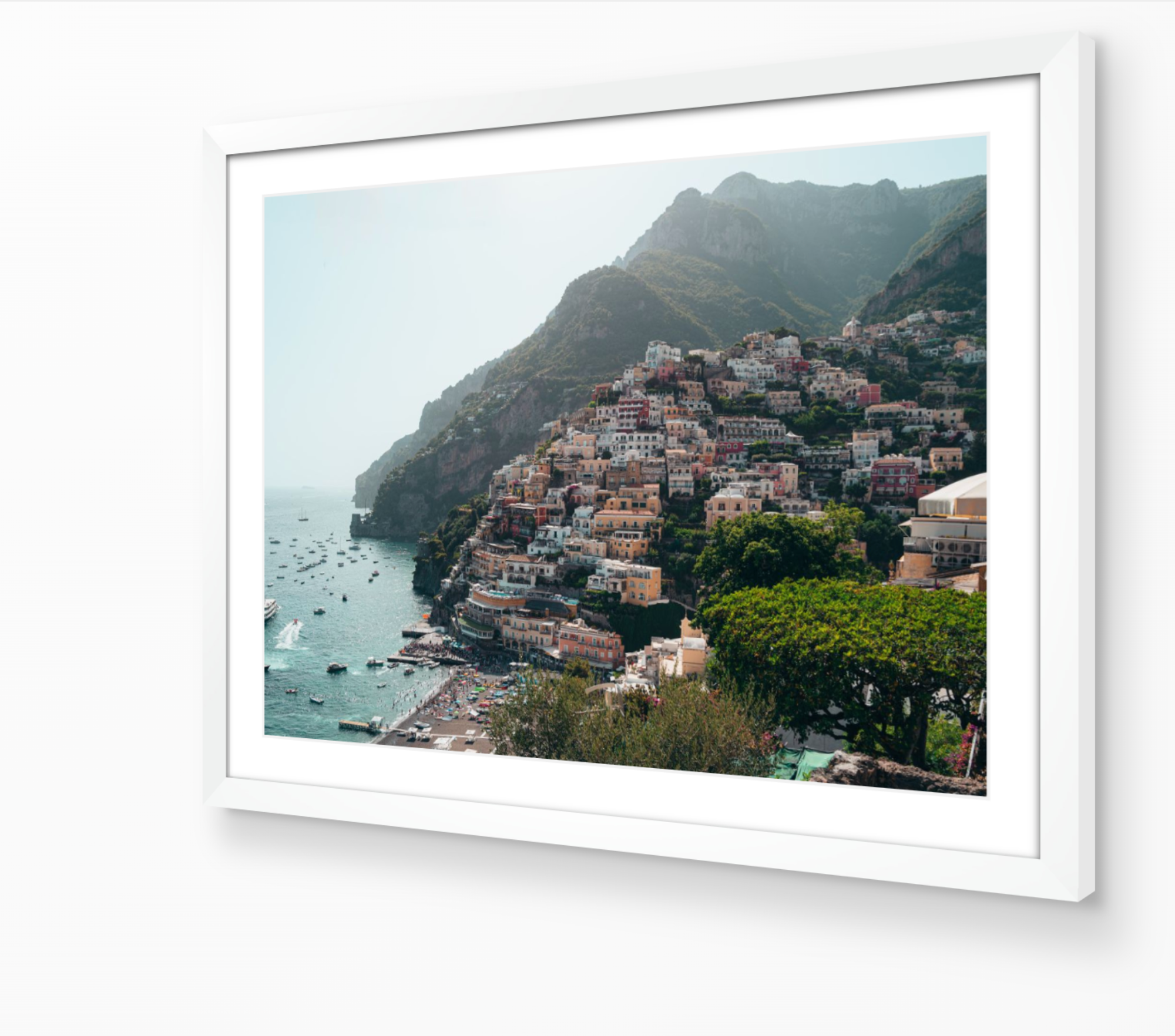 Positano II horizontal fine-art print in white frame by Sam Smeaton — Amalfi Coast Italy photography