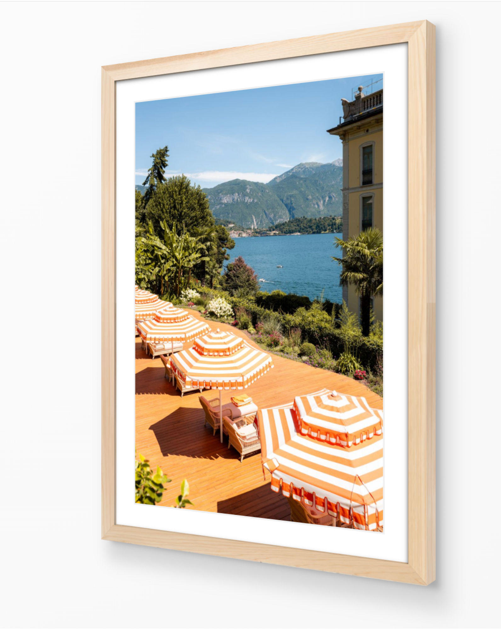 Terraces of Tremezzo fine art print in oak frame by Sam Smeaton — Lake Como Italy wall art