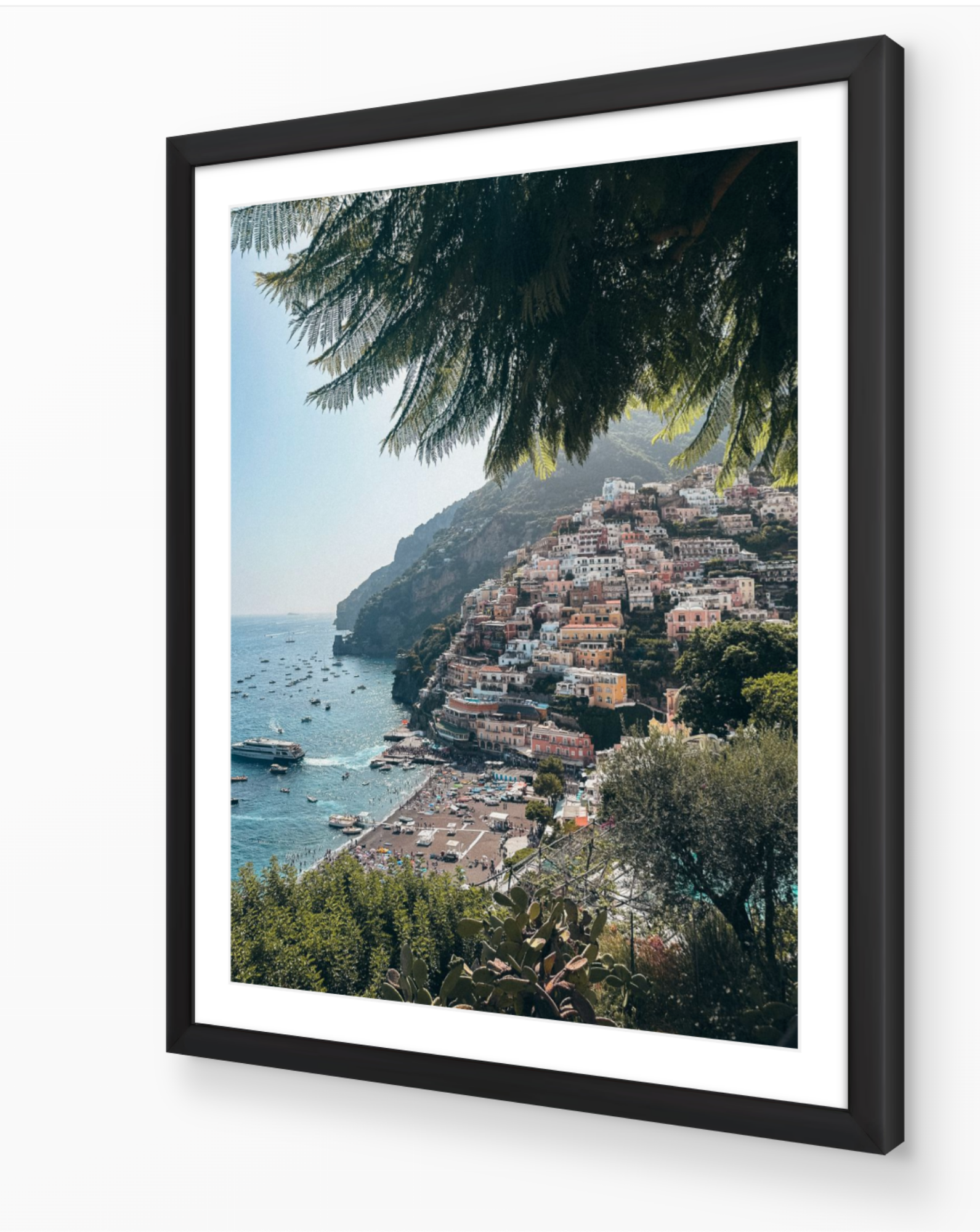 Positano I vertical fine-art print in black frame by Sam Smeaton — Amalfi Coast Italy wall art