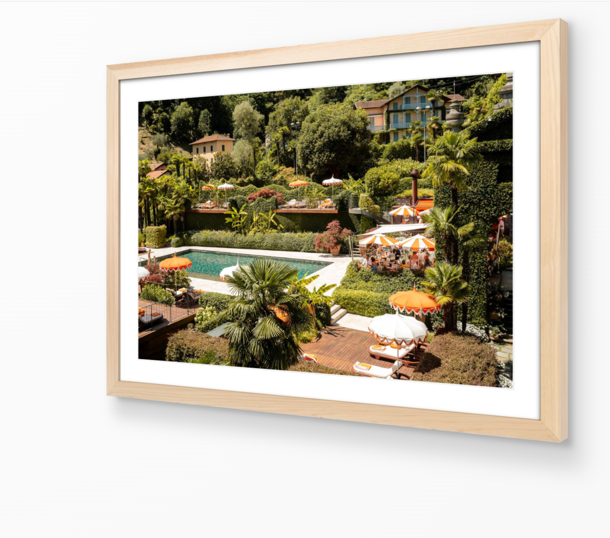 Gardens of Como horizontal fine-art print in oak frame by Sam Smeaton — Lake Como Italy wall art