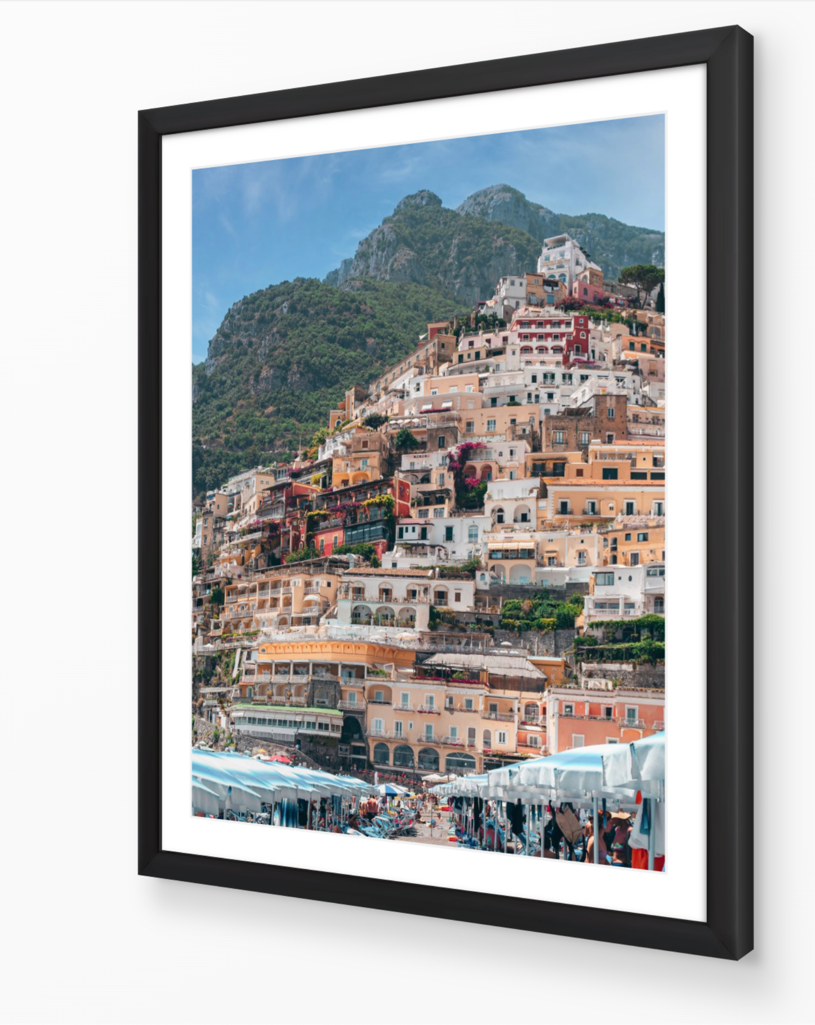 Positano III vertical fine-art print in black frame by Sam Smeaton — Amalfi Coast Italy wall art