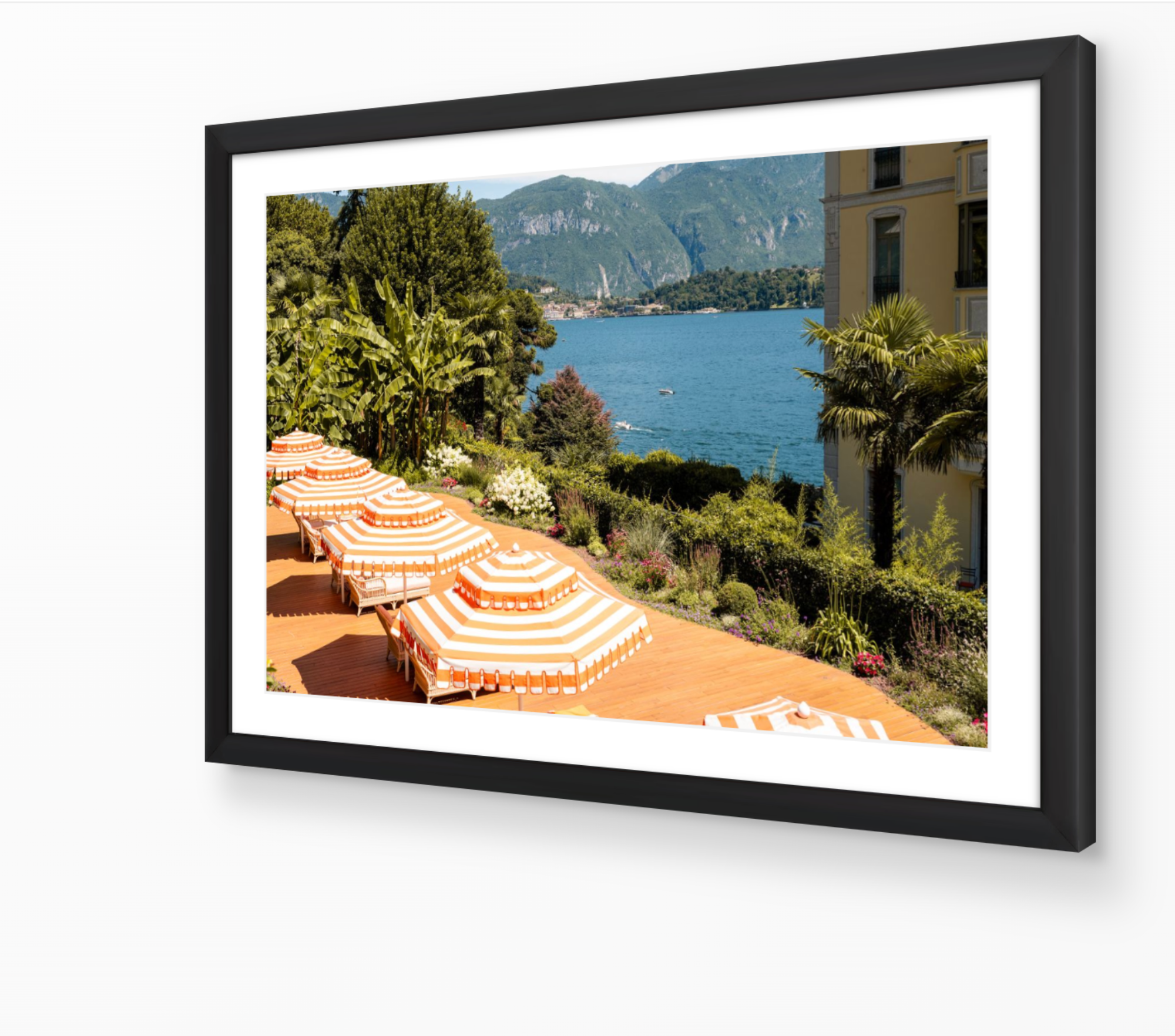 Terraces of Tremezzo fine art print in black frame by Sam Smeaton — Lake Como Italy wall art
