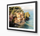 Portofino Italy landscape photography print in black frame — luxury Italian Riviera wall art by Sam Smeaton.