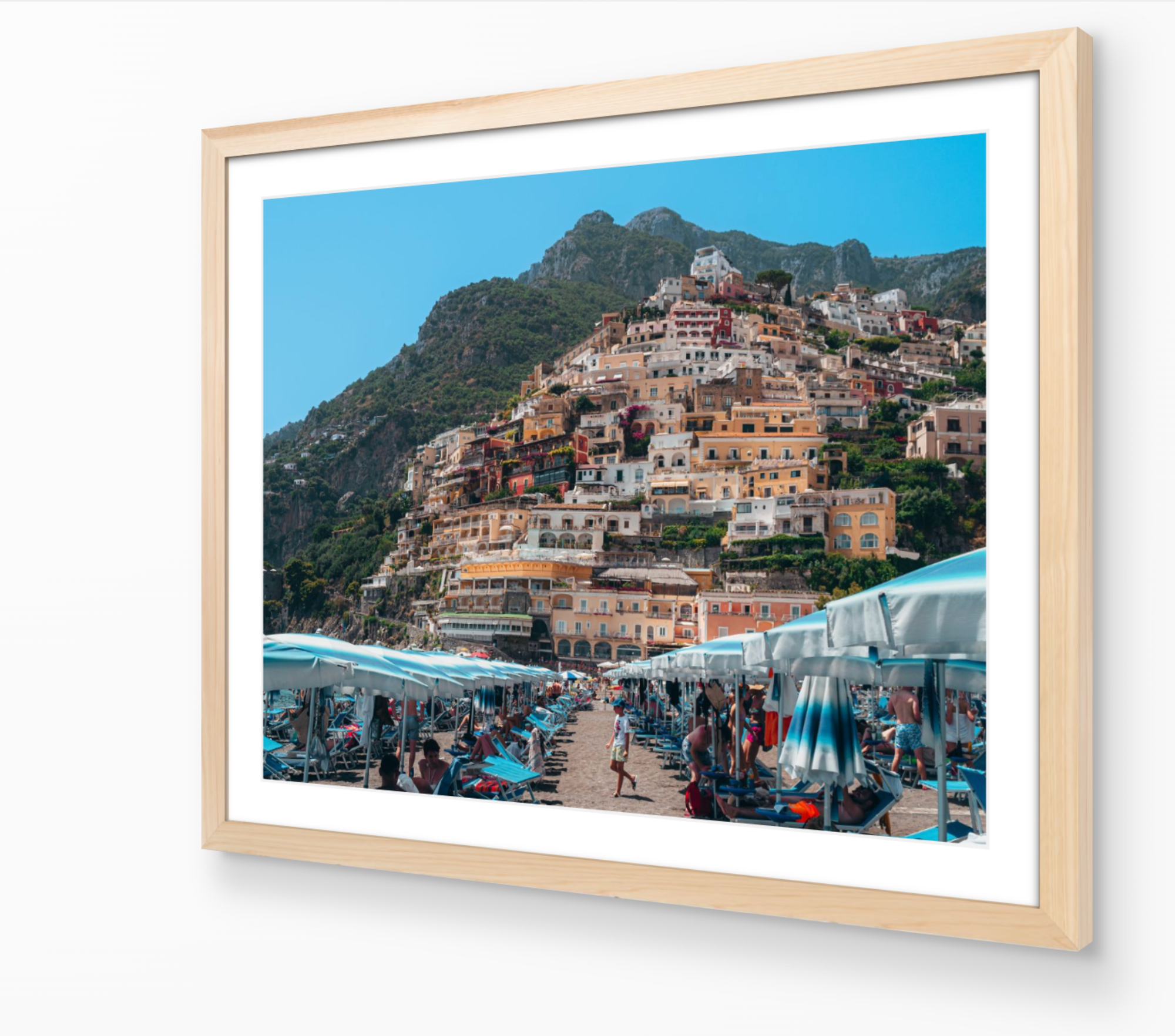 Positano III horizontal fine-art print in oak frame by Sam Smeaton — Amalfi Coast Italy wall art