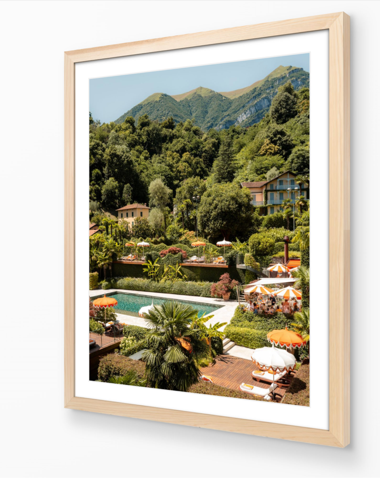 Gardens of Como vertical fine-art print in oak frame by Sam Smeaton — Lake Como Italy wall art