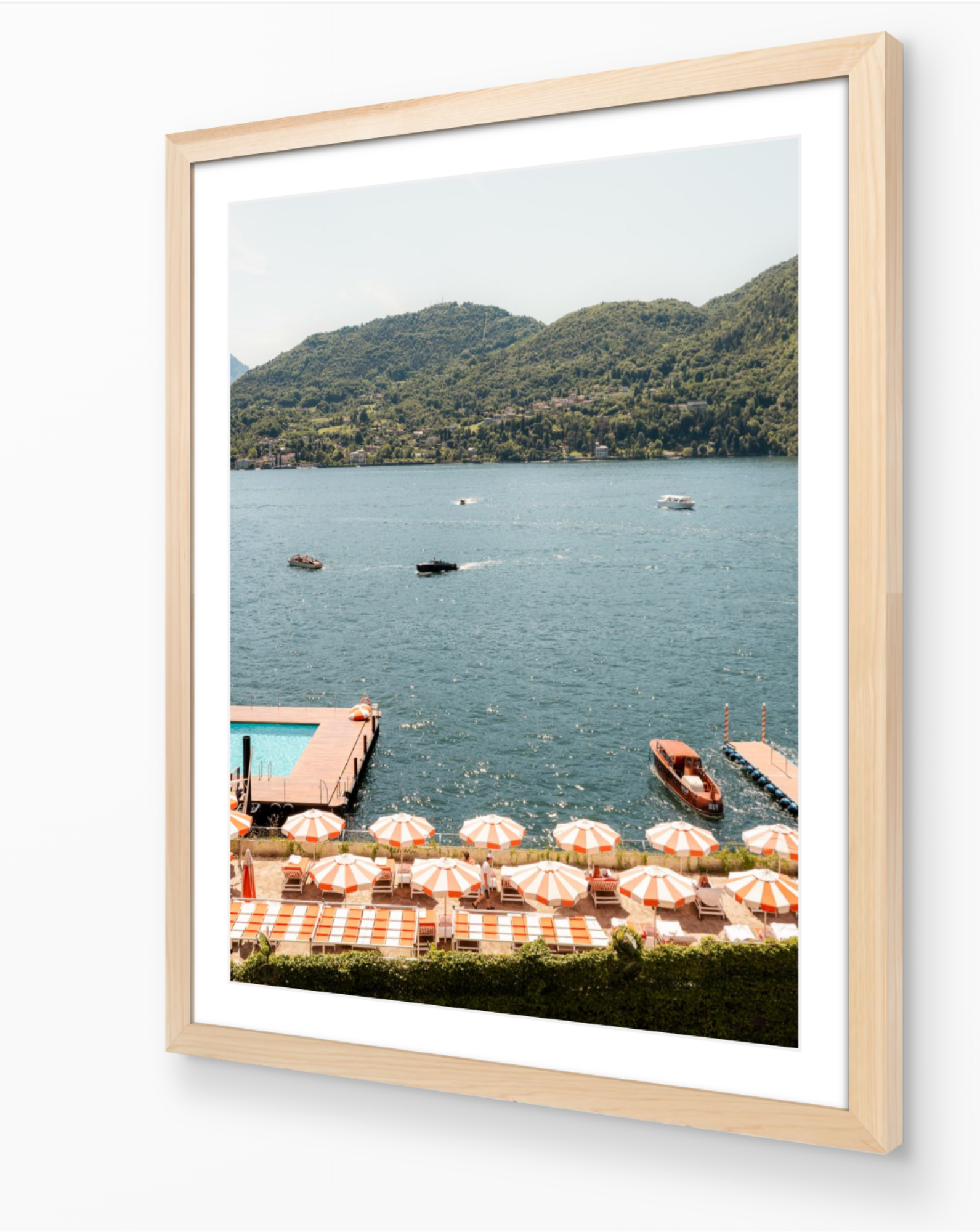 Lakeside Serenity fine art print in oak frame by Sam Smeaton — Lake Como Italy wall art