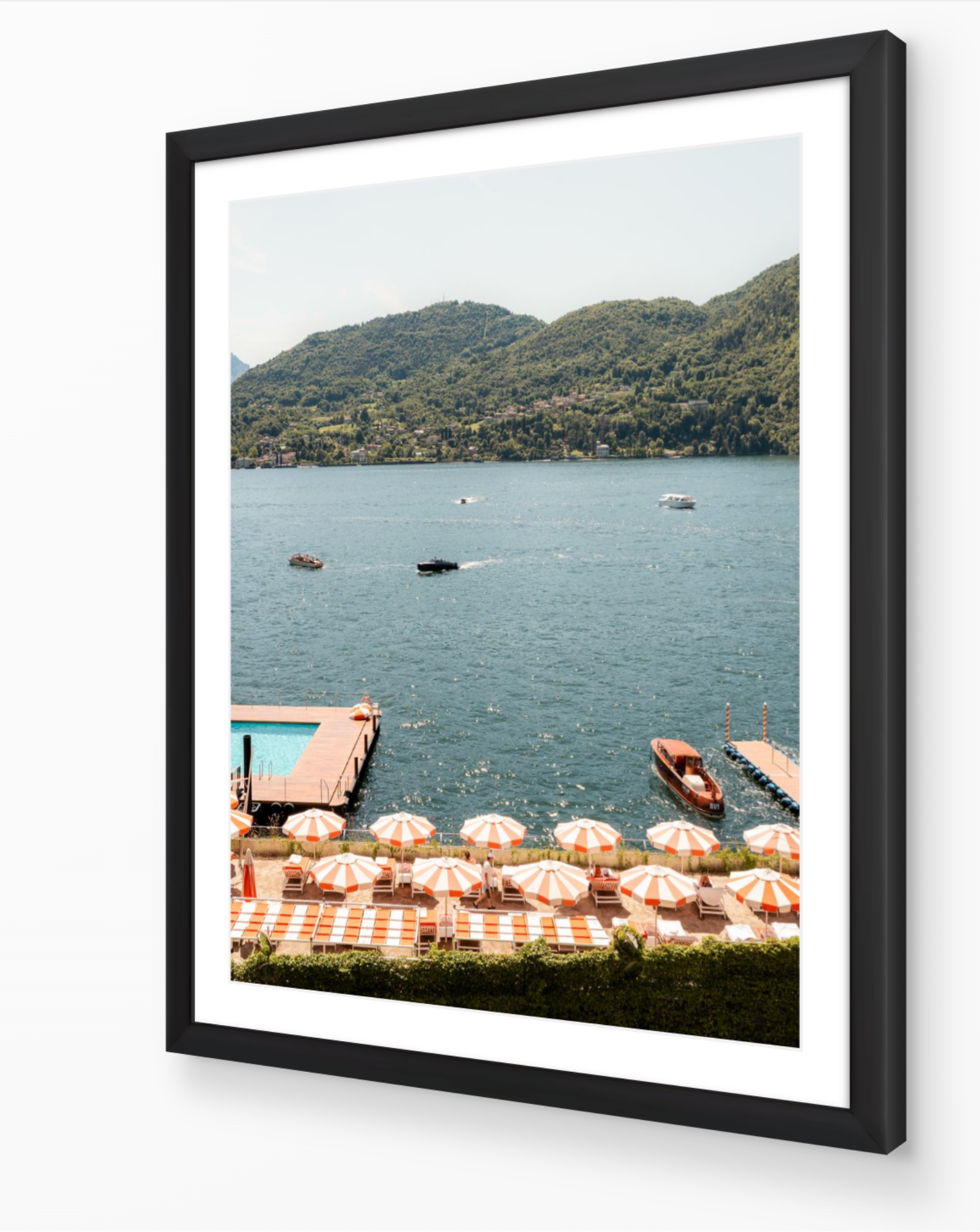 Lakeside Serenity fine art print in black frame by Sam Smeaton — Lake Como Italy wall art