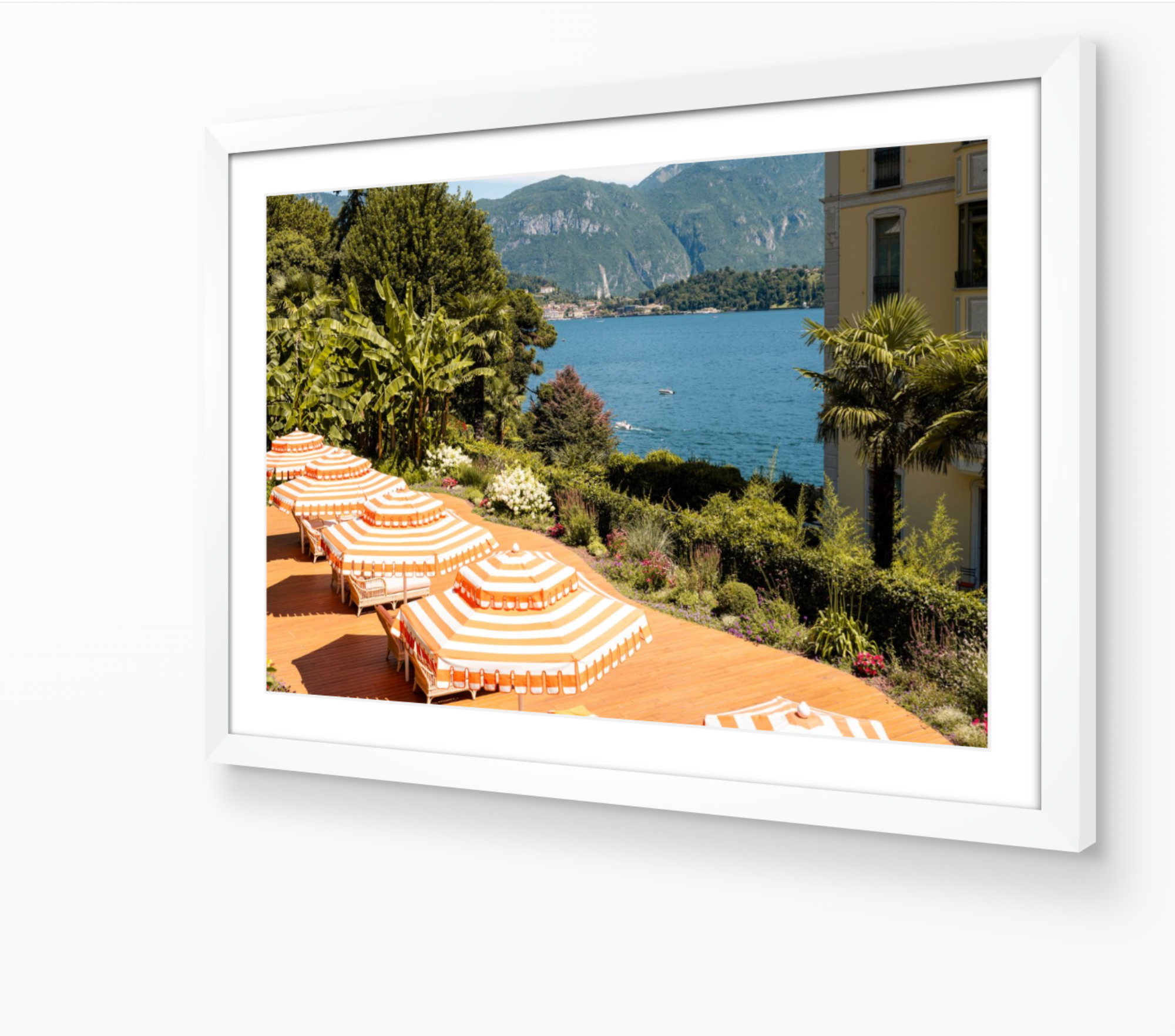 Terraces of Tremezzo fine art print in white frame by Sam Smeaton — Lake Como Italy photography