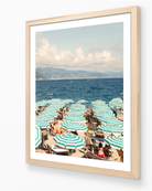 Santa Margherita fine-art print by Sam Smeaton — mint and sand tones of the Italian Riviera, framed in natural oak for a warm Mediterranean feel