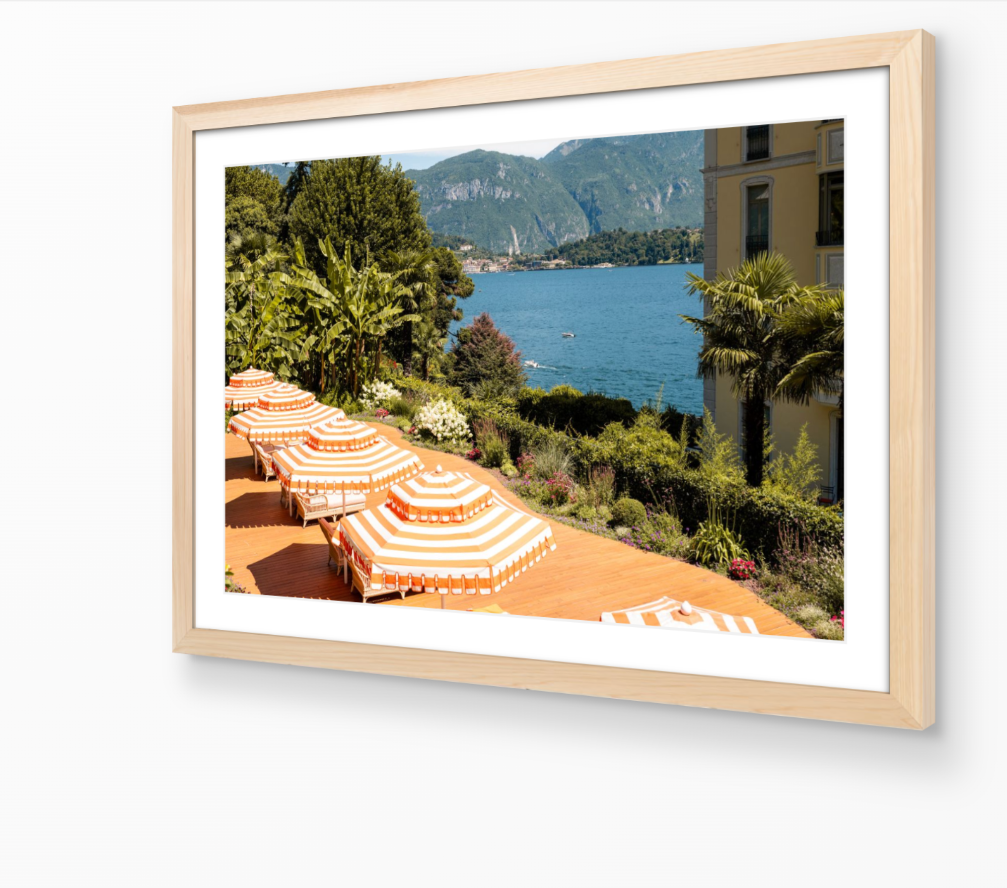 Terraces of Tremezzo fine art print in oak frame by Sam Smeaton — Lake Como Italy wall art