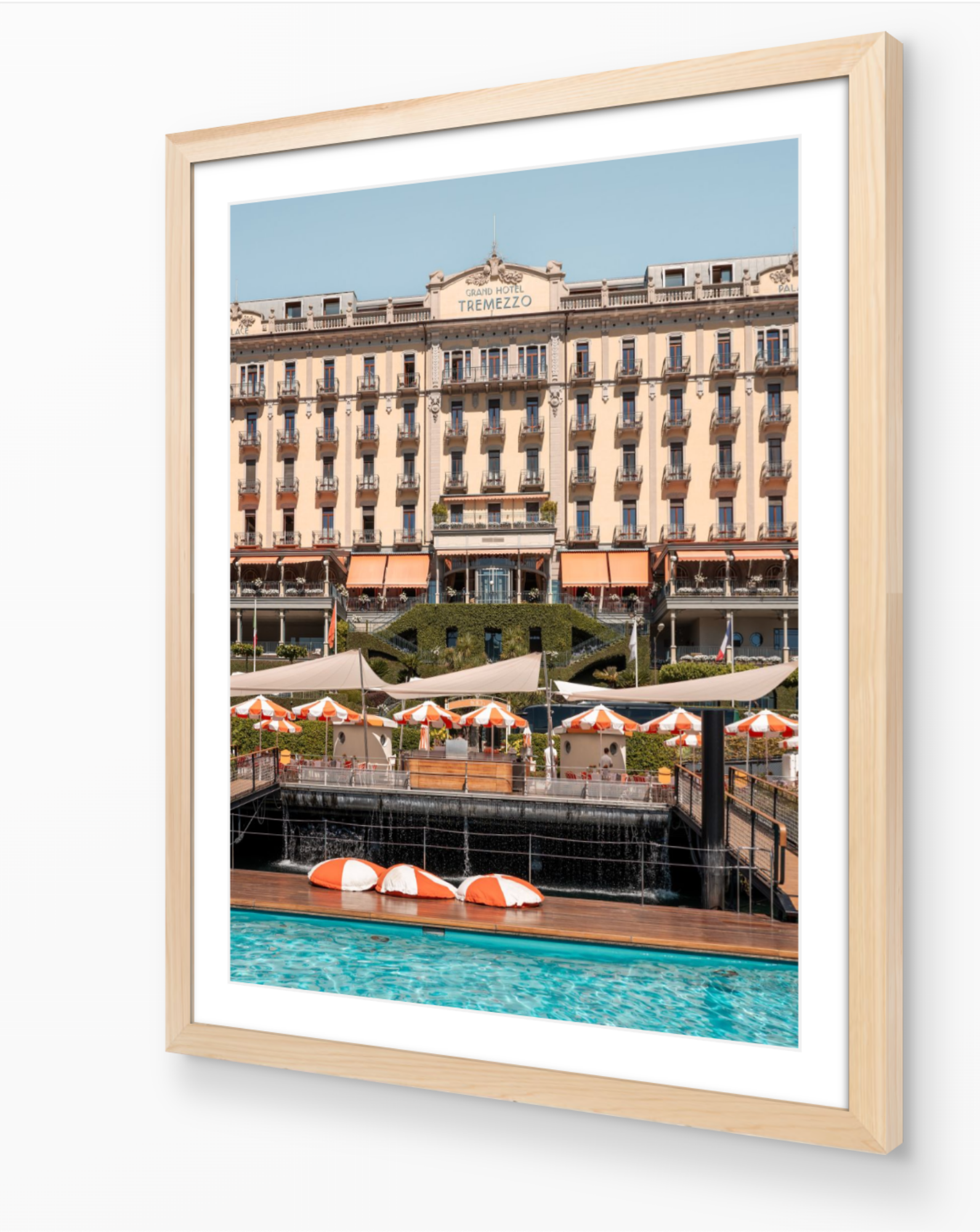 Grand Hotel Tremezzo fine art print in oak frame by Sam Smeaton — Lake Como Italy wall art