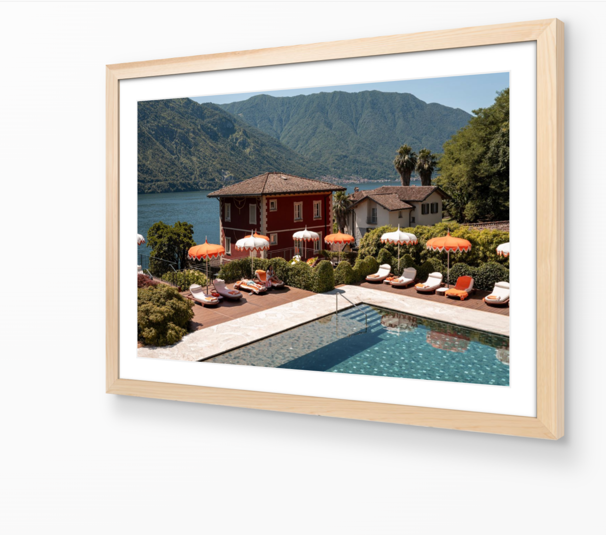Villa Tremezzo fine art print in oak frame by Sam Smeaton — Lake Como Italy wall art