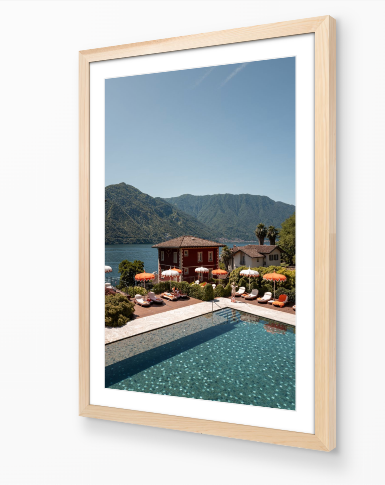 Villa Tremezzo vertical fine art print in oak frame by Sam Smeaton — Lake Como Italy wall art