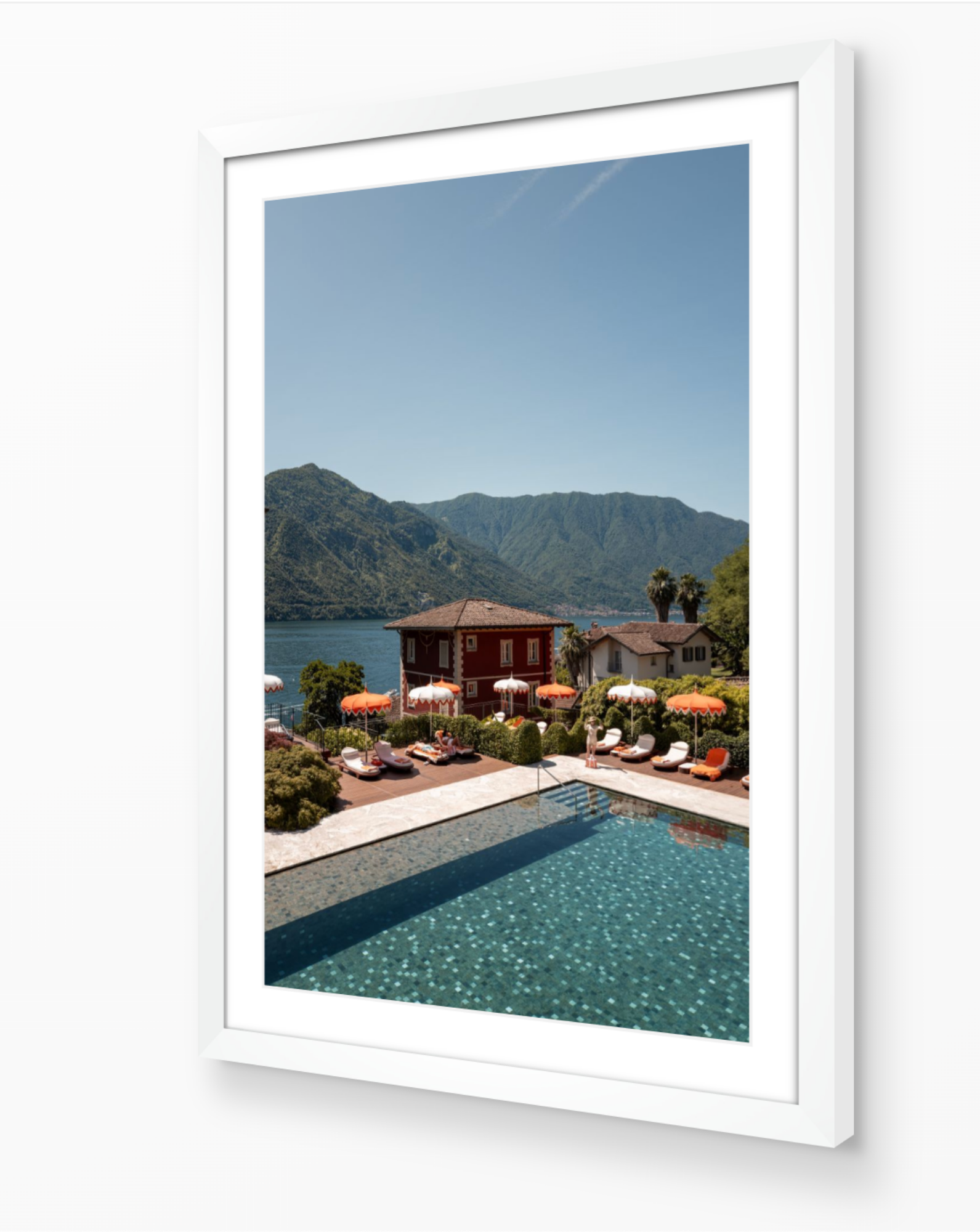 Villa Tremezzo vertical fine art print in white frame by Sam Smeaton — Lake Como Italy photography