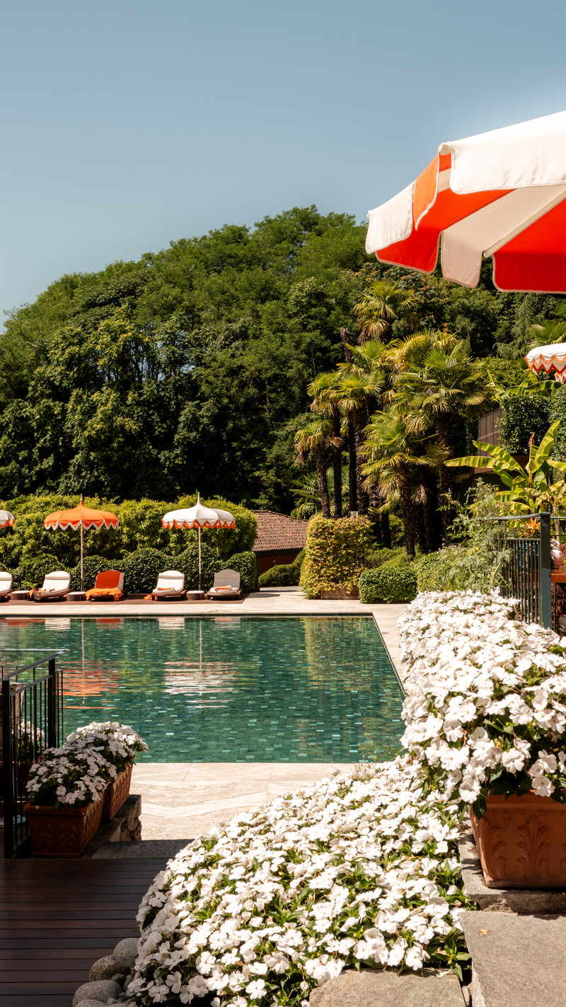 Floral Poolside fine art print by Sam Smeaton — Lake Como Italy photography