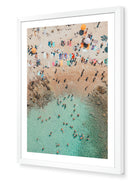 Costa Smeralda fine-art print by Sam Smeaton — vertical aerial view of Sardinia’s crystalline coastline framed in white for a modern coastal gallery aesthetic.