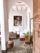 Paros Bougainvillea Lane print in room