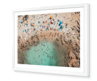 Costa Smeralda fine-art print by Sam Smeaton — aerial coastal view of Sardinia framed in white for a crisp, elegant beach-house finish.